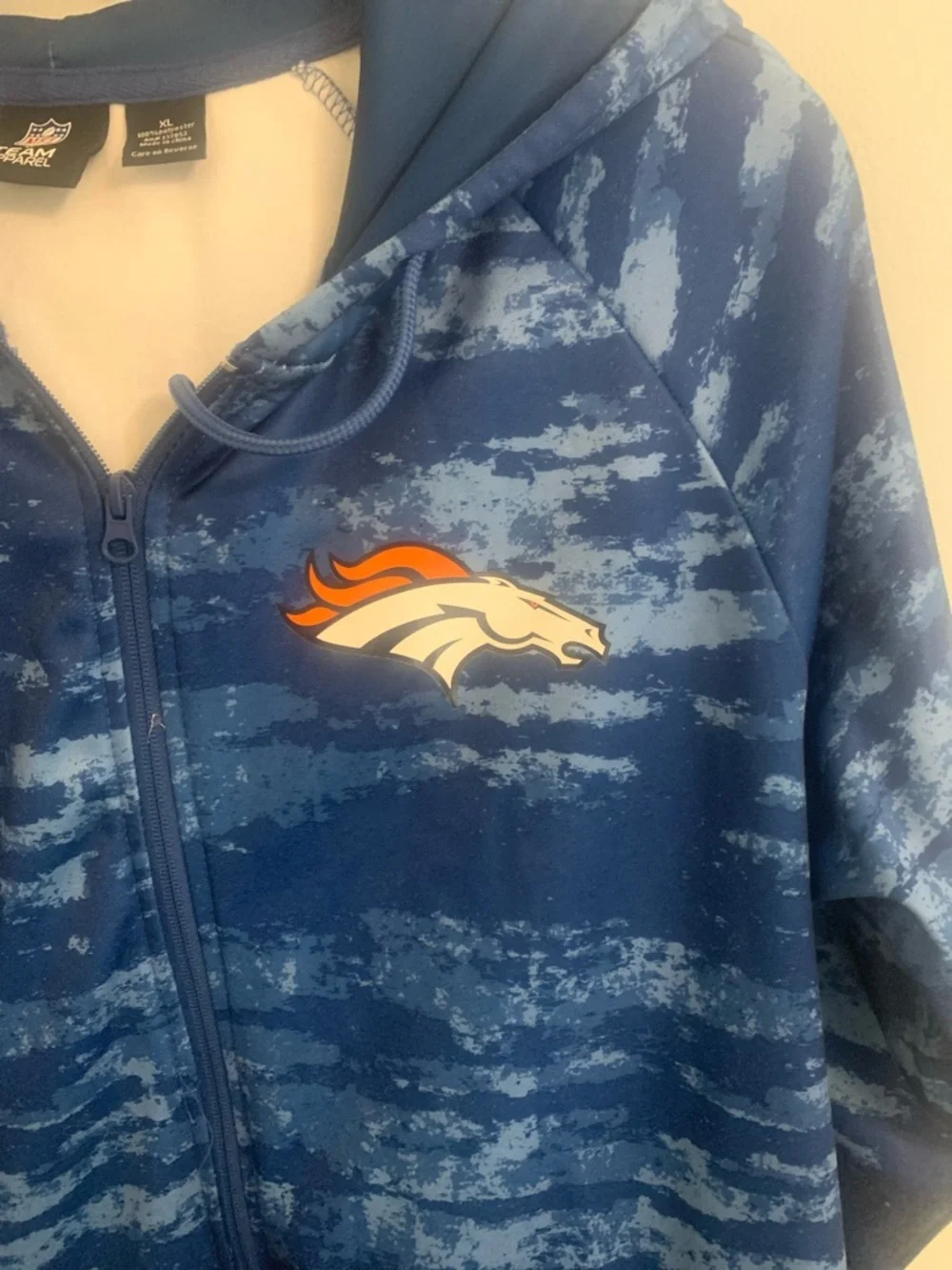 Men's Zubaz Navy Denver Broncos Tonal Oxide Full-Zip Hoodie Size XL